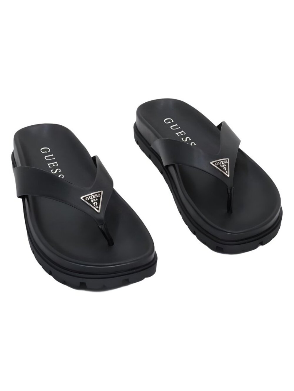 Guess Womens Davelle 2 Black Platform Lug Sole Thong Sandals Sz 6.5M